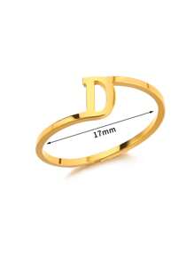 1Pc Personalized Initial Ring For Women Minimalist 26 Letters Ring 18K Gold-Plated Stainless Steel Finger Ring Ladies Jewelry Fashion Accessories - Yellow Gold - View 36