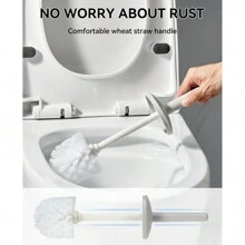 WORTHBUY 1件套防溅落地式马桶清洁刷，防异味可重复使用马桶刷带支架，节省空间，刷毛柔软，宿舍和家庭浴室必备马桶清洁工具，浴室配件，浴室用品