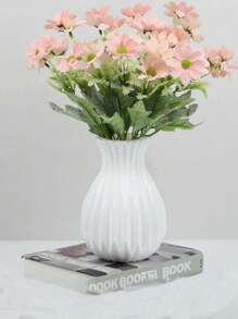 1 vaso de flores de plástico moderno, vaso branco inquebrável para capim-dos-pampas, decoração minimalista nórdica para casa, decoração estética para sala de estar, escritório, decoração de quarto, decoração de mesa central, perfeito para decoração de outono, decoração de Halloween, Ação de Graças e Natal. - Branco - Ver 6