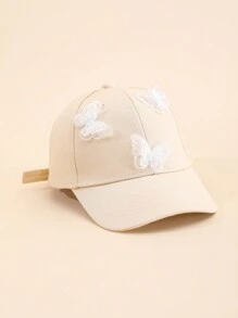 1pc 3D Embroidery Butterfly Girls' Adjustable Breathable Lightweight Baseball Cap, Soft & Elegant, Suitable For Daily, Vacation, Outdoor, Walking, Gift