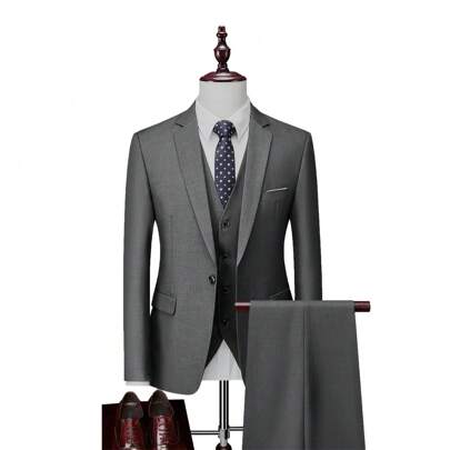 Conjunto de traje de boda de alta calidad para hombres, que incluye chaqueta, pantalones y chaleco, corte slim, esmoquin para hombres, traje de novio estilo británico personalizado, atuendo de negocios