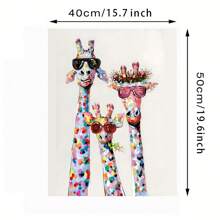 Diy Acrylic Paint By Digital Oil Painting Kit Adult - Frameless 16 X 20 (Inch) Color Giraffe Family Design, Crease Free Roll Color Print Canvas, Paint Brush Finish Paint, Perfect For Beginners, Perfect For Home Decor And Unique Gifts - Multicolor - View 2