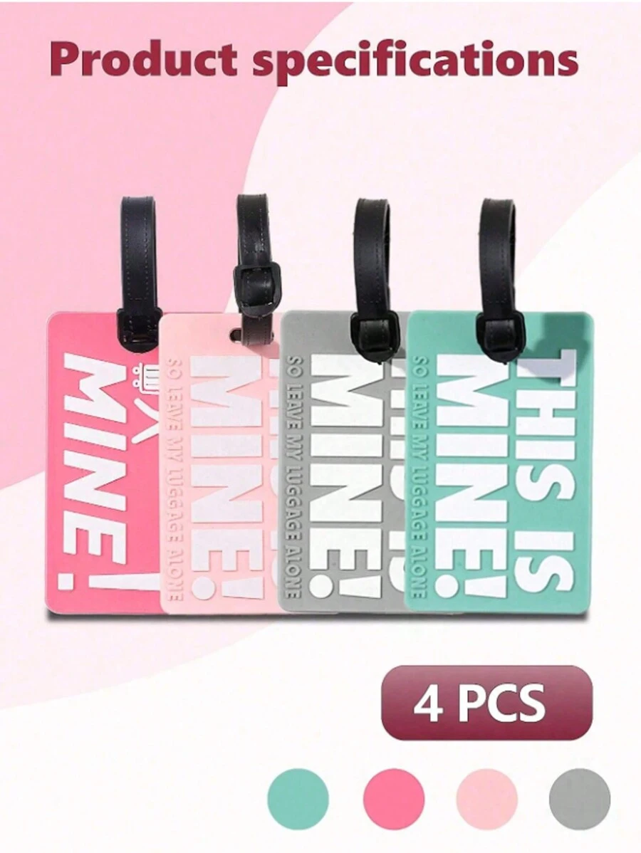 4PCS/1PC Simple Fashion Letter Pattern Luggage Tag, Lightweight Suitcase Tag, Travel Accessories, Suitcase Identification Hanging Tag, Airplane Boarding Tag, Travel Carrying Identification Tag Luggage Tag Travel Accessories Travel Essentials Travel Organizer For Beach Summer Vacation Back To School Card Holder For Travel Flying College For Luggage For School Bag Anti-Lost Portable Waterproof Double-Sided Privacy Protection