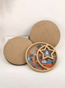 1月星盘，中东斋月节木盘，零食糖果巧克力圆形星盘月亮盘，创意灯光奢华水果盘，适用于家庭客厅，茶几，餐厅，餐桌家居装饰 - 彩色 - 查看 6