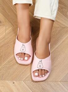 Women's Summer Flat Slide Sandals, Fashion Outdoor/Indoor Bathroom Shower EVA Slip-On Lightweight Cartoon Cute Pink Slippers