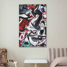 1pcs Framed Fashion Aesthetic Sneakers Art Poster Painting Canvas Print, Cool Shoe Store Decoration Suitable For Living Room Bathroom Bedroom Hotel Apartment Villa Gallery Teenager Room Shopping Mall Shoe Cabinet Classroom Home Office Wall Decoration Ready To Hang - 彩色 - 查看 5
