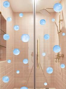 1 Set Creative Wall Sticker, Blue Bubble Pattern Self-Adhesive Wall Stickers, Bathroom Toilet Home Decoration Glass Stickers, Wall Decor Decals Home Bathroom Decor Bath Rug Floor Carpet Fall Decor Bathroom Accessories