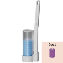 Disposable Bath Brush, Toilet Brush With Cleaning Agent, Bathroom Long Handle Cleaning Tool, Disposable Toilet Brush Replacement Head, Bathroom Accessories Disposable Toilet Brush Set - Dissolving Replacement Head, Easy To Clean And Remove Stains! Wall-Mounted Toilet Brush With Cleaning Solution, Disposable Toilet Brush Holder Set With Toilet Brush Refills, Toilet Cleaning Tool, Bathroom Accessory, Disposable Toilet Brush Set, Sterile Cleaning Brush Heads, Home Toilet Brush Bathroom Decor Fall Decor - White - View 11