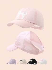 Bow Tie Kids Baseball Cap, Breathable Quick-Drying Sunshade Cap For Girls, Ponytail Hole, Large Brim Sun Protection Hat, Spring/Summer - Multicolor - View 1