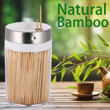 10 Wooden Toothpick Jars Elegant Dispenser - Beige - View 4