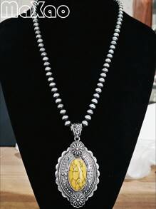 Vintage-Inspired Large Concho Pendant Multi-Layered Necklace For Women, Available In Different Colors To Match Various Outfits, Great As Self-Purchase Or Gift For Best Friends, More Vintage Styles Available In-Store