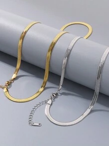 1 chiếc vòng cổ thời trang bằng thép không gỉ hình xương cá dành cho phụ nữ để trang trí hàng ngày - Bạc - Xem 1