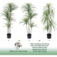 Local Shipping/Artificial Dracaena Plants Indoor, 4 Ft Faux Tropical Floor Plants Indoor, Tall Fake Yucca Silk Tree In Pot, Artificial Trees For Home Office Decor Indoor Outdoor Housewarming Gift