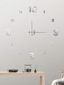 1 pieza Reloj de plata estilo nórdico para sala de estar, reloj de plata autoadhesivo y silencioso de bricolaje para decoración, reloj de pared de plata digital y silencioso, reloj de pared de acrílico creativo de plata, reloj de pared de plata para dormitorio y sala de estar, decoración de Pascua, regalo de fiesta, cumpleaños, graduación, decoración de habitación, reloj digital, despertador