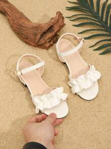 1 par de sandalias de playa con adorno de flor para uso diario de niñas - Blanco - Ver 3