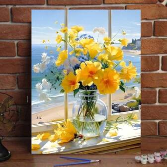 Diy Acrylic Paint By Digital Oil Painting Kit For Adults - Frameless 16 X 20 (Inch) Flower Design, Crease-Free Roll Color Print Canvas, Paint Brush Finish Paint, Perfect For Beginners, Perfect For Home Decor And Unique Gifts
