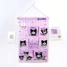 Sanrio 1 szt. Sanrio Cartoon Design Wisząca na ścianie torba do przechowywania z wieloma przegródkami, wielofunkcyjny organizer wiszący w akademiku, słodka damska torba do przechowywania na drzwiach bez otworów wiertniczych, odpowiednia do użytku w kuchni, artykuły do przechowywania w kuchni