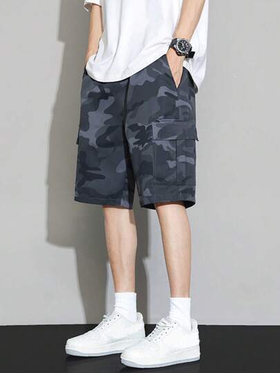 1pc Boys/Teens Loose Camouflage Outdoor Sports Workout Cargo Shorts