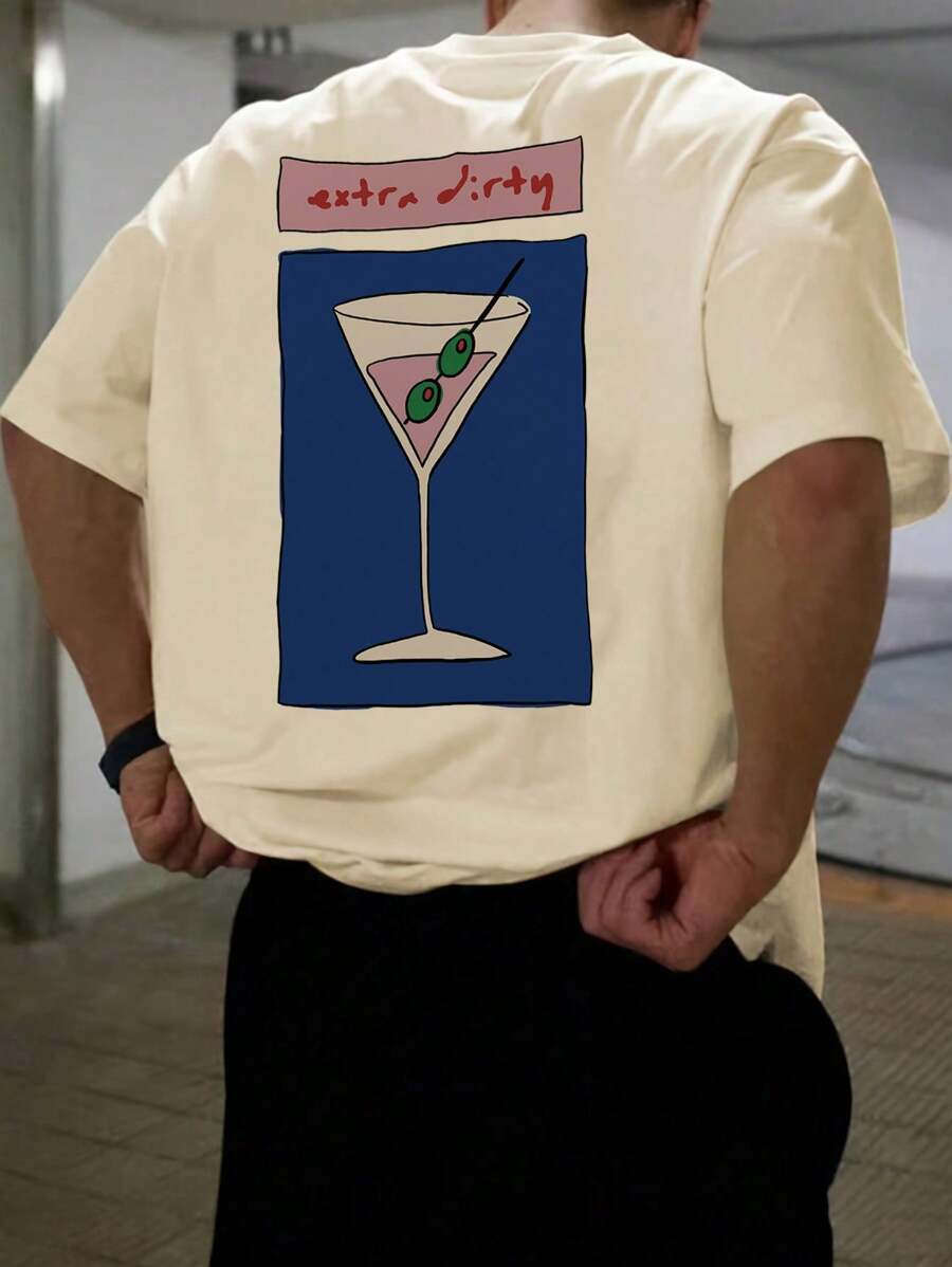 Camiseta casual de manga corta de cuello redondo de color liso para hombre - Albaricoque - Ver 1