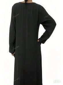 Women's Casual Solid Color Arab Style Maxi Dress,Modest