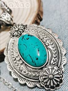 Vintage-Inspired Large Concho Pendant Multi-Layered Necklace For Women, Available In Different Colors To Match Various Outfits, Great As Self-Purchase Or Gift For Best Friends, More Vintage Styles Available In-Store