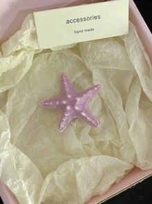 1pc Summer Beach Vacation Mermaid Princess Faux Shell & Starfish Hair Clip For Girls Claw Clips Hair Claws Hair Barrettes, School Stuff