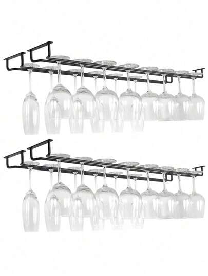 1pc Single Row Cup Holder, Upside Down Wine Glass Holder, Creative European Style Tall Glass Storage Rack, Kitchen Accessories, Bar Supplies, Space Saving Home Storage And Organization, Valentine's Day Gift, Party, Birthday Decoration, For Outdoor, Camping