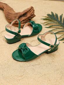 Korean Style Fashion Girls' Flat Bowknot Sandals, Spring/Summer - Green - View 3