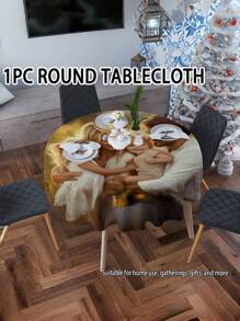 Nappe ronde personnalisée, 2 tailles disponibles, photo de famille, motifs de décoration de fête, convient pour la décoration de fête, cadeau pour les amis, décoration de table de salle à manger intérieure/extérieure pour les rassemblements et les festivals