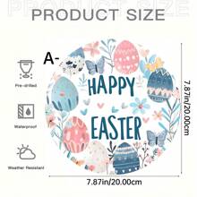 1 PIEZA Logotipo redondo de acrílico con Feliz Pascua y huevo de Pascua, decoración plana 2D, decoración de Pascua, decoración de pared, decoración del hogar, decoración de café, regalos creativos, patrones de Feliz Pascua, decoraciones festivas