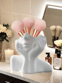 1 件轻奢柔美风格艺术洗脸刷架，优雅化妆品及配饰收纳盒（白色）浴室装饰夏季化妆品收纳盒 - 彩色 - 查看 2