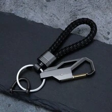 1pc Metal High-Quality Anti-Lost Keychain Keyring, Creative Car Key Chain Car Accessories Bag Charm School - Black - View 5