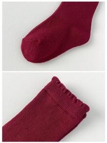 1 Pair Newborn Baby Socks, Solid Color Classic, Skin-Friendly Soft Comfortable Mid-Calf Socks, Fashionable Versatile Breathable Knee-High Socks, Suitable For Daily Life Or Holiday Gifts, Random Color