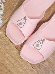 Women's Summer Flat Slide Sandals, Fashion Outdoor/Indoor Bathroom Shower EVA Slip-On Lightweight Cartoon Cute Pink Slippers