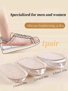 1 Pair Silicone Heel Pads, Soft, Sweat-Absorbent, Elastic, With Bottom Adhesive, Washable - Beige - View 2