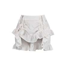 White Crepe Ruched Bustle Skirt - Multicolor - View 1