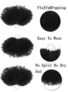2 piezas Pelo sintético rizado crespo afro mini de 3 pulgadas de color negro para niñas, pelotas de coleta afelpadas, accesorios para el cabello livianos y cómodos - Multicolor - Ver 4