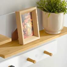 SoBuy Cabideiro de parede FHK21-WN de 2 peças com prateleiras e 5 ganchos, prateleira de parede, cabideiro para corredor, ganchos para roupas, prateleira suspensa, guarda-roupa, branco-natural