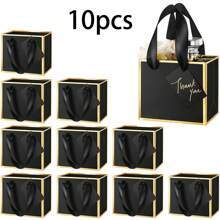 2 cái/5 cái/10 cái, Túi quà mini có quai xách Túi quà Giáng sinh nhỏ Giấy bạc kim loại 4x4,75x2,25'' Túi quà cảm ơn siêu nhỏ số lượng lớn có gắn thẻ cho Ngày lễ tình nhân, Kỷ niệm, Tiệc sinh nhật Đám cưới (Đen/Trắng/Hồng/Xanh đậm) - Nhiều màu - Xem 16