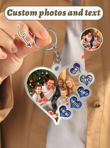 1 件定制家庭照片和姓名亚克力心形钥匙扣，个性化亚克力汽车钥匙扣，背包吊坠，创意家庭礼物，适合生日、周年纪念日、母亲节、父亲节、圣诞节 - 彩色 - 查看 7