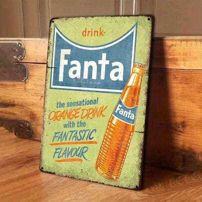 Letrero de metal vintage con anuncio de refresco naranja - 8x12 pulgadas | Arte de pared retro para decoración de cocina y cafetería | Regalo ideal para entusiastas de las bebidas y coleccionistas | Acentos coloridos para el hogar