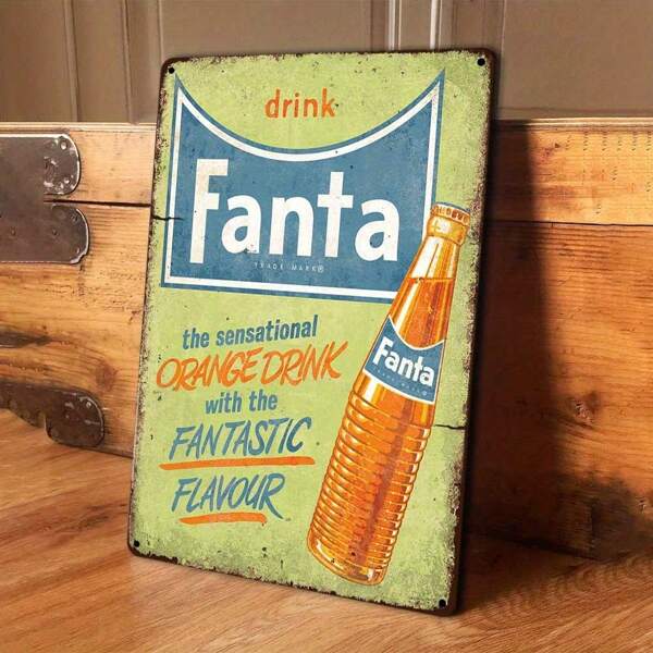 Insegna metallica vintage "Soda Arancione" - 20x30 cm | Opere d'arte vintage per decorazione di cucine e caffè | Regalo ideale per appassionati e collezionisti di bevande | Accenti colorati per la casa