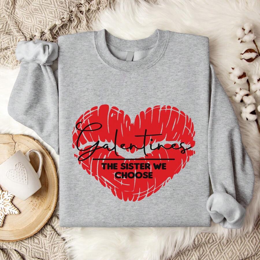 Galentine Sweatshirt, Sisters Heart Lip Sweatshirt, The Sister We Choose Sweatshirt, Friends Anti Valentine's Day Sweater, Valentine Day Party Sweatshirt For Her. UA-1062