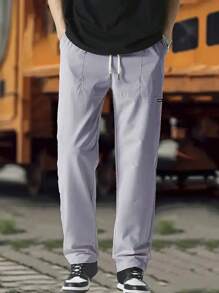 Men's Lightweight Cool Loose Casual Sweatpants, Outdoor Sports Running Workout Sweatpants With Drawstring Hem - Multicolor - View 4