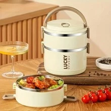 Reusable Divided Bento Lunch Box Set, Microwave & Dishwasher Safe, Leakproof, Portable Large Capacity Food Container With Fork And Spoon, With Leakproof, For Office, Cafeteria, Backyard, Home Kitchen