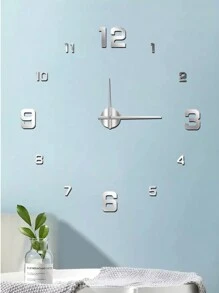 1 pieza Reloj de plata estilo nórdico para sala de estar, reloj de plata autoadhesivo y silencioso de bricolaje para decoración, reloj de pared de plata digital y silencioso, reloj de pared de acrílico creativo de plata, reloj de pared de plata para dormitorio y sala de estar, decoración de Pascua, regalo de fiesta, cumpleaños, graduación, decoración de habitación, reloj digital, despertador