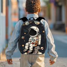 Three Pieces Astronaut Pattern Student Backpack, Lightweight Outdoor Leisure Backpack For Boys, Three Pieces Combination Of School Bag, Crossbody Bag, And Pencil