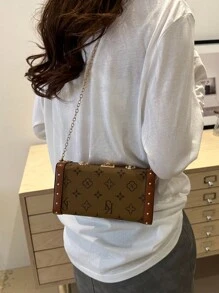 New Fashionable Niche Chain Shoulder Bag, Classic Print, Shoulder Crossbody Bag, High-End Versatile Retro Floral Small Square Bag, Phone & Coin Pouch, Valentine's Day Gift