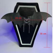 Mochila en forma de ataud con alas chicas y cadena, con correa ajustable y desmontable - Negro - Ver 4