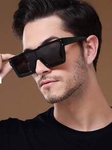 1 PC Men's Acrylic All-In-One Large Square Frame Black Fashion Glasses For Holiday Going Out